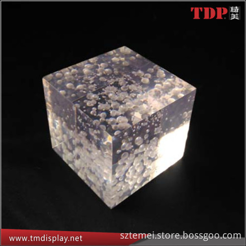 Customized Clear Acrylic Bubble Cube 5*5*5CM Lucite Cube with Printing